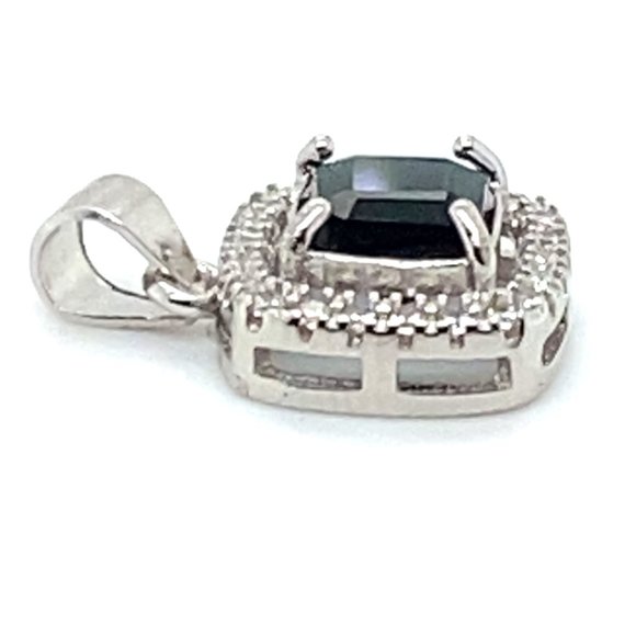 Blue Tourmaline 1.02ct White Gold Finish Solid 925 Sterling Silver Pendant - Picture 7 of 8